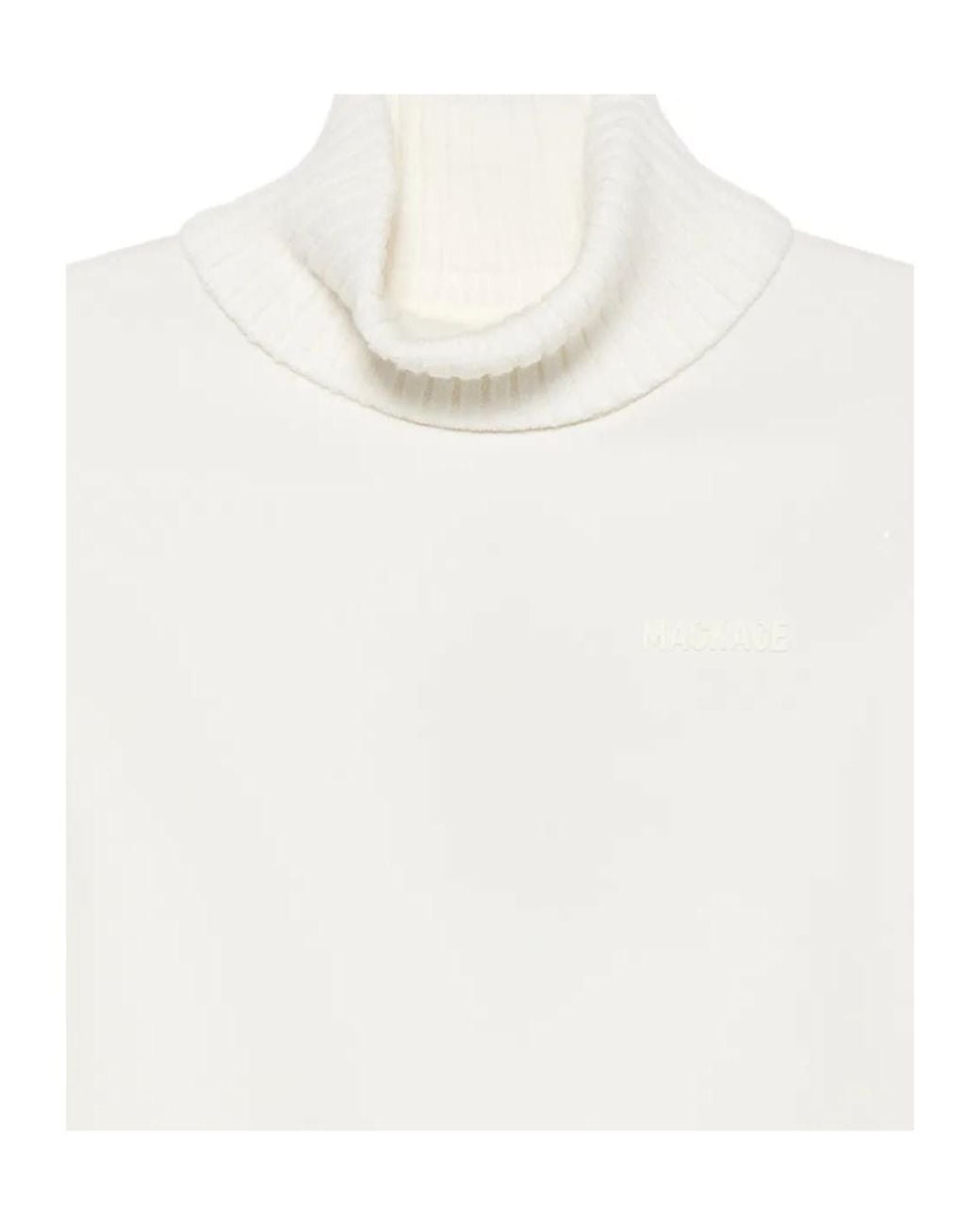 Mackage White Ribbed Roll-Neck Sweatshirt