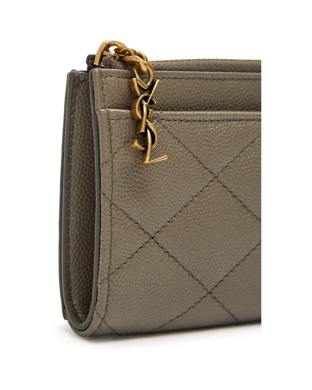 Saint Laurent Gray Small Zipper Card Holder