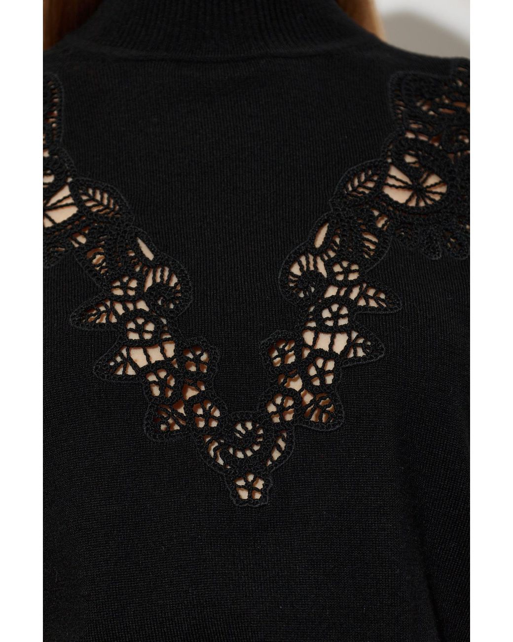 Zimmermann Black Lace Trim Turtleneck Knitted Sweater