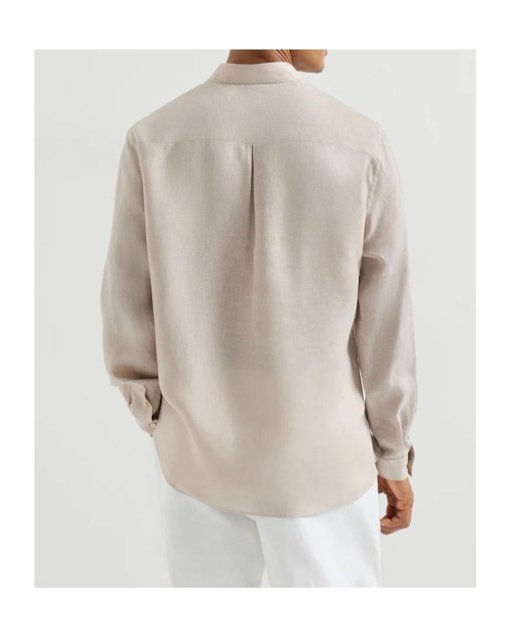 Brunello Cucinelli White Band Collar Shirt for men