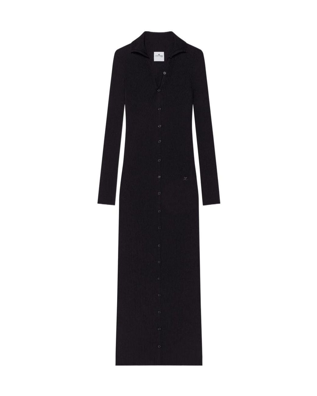 Courreges Black Button-Down Midi Dress