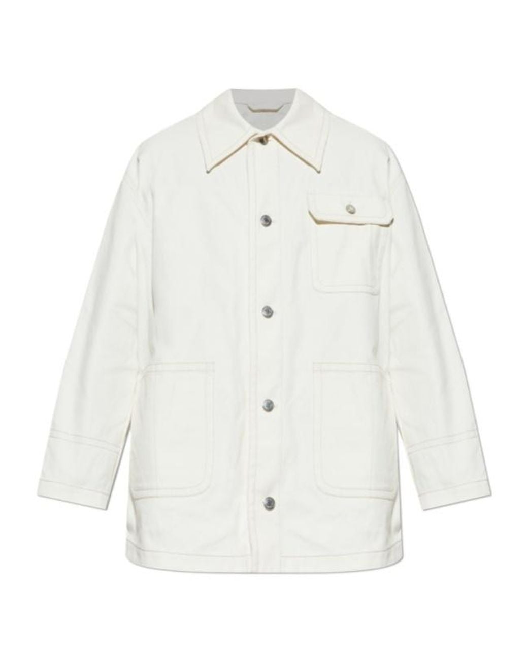 AMI White Ami Logo Patch Buttoned Jacket for men