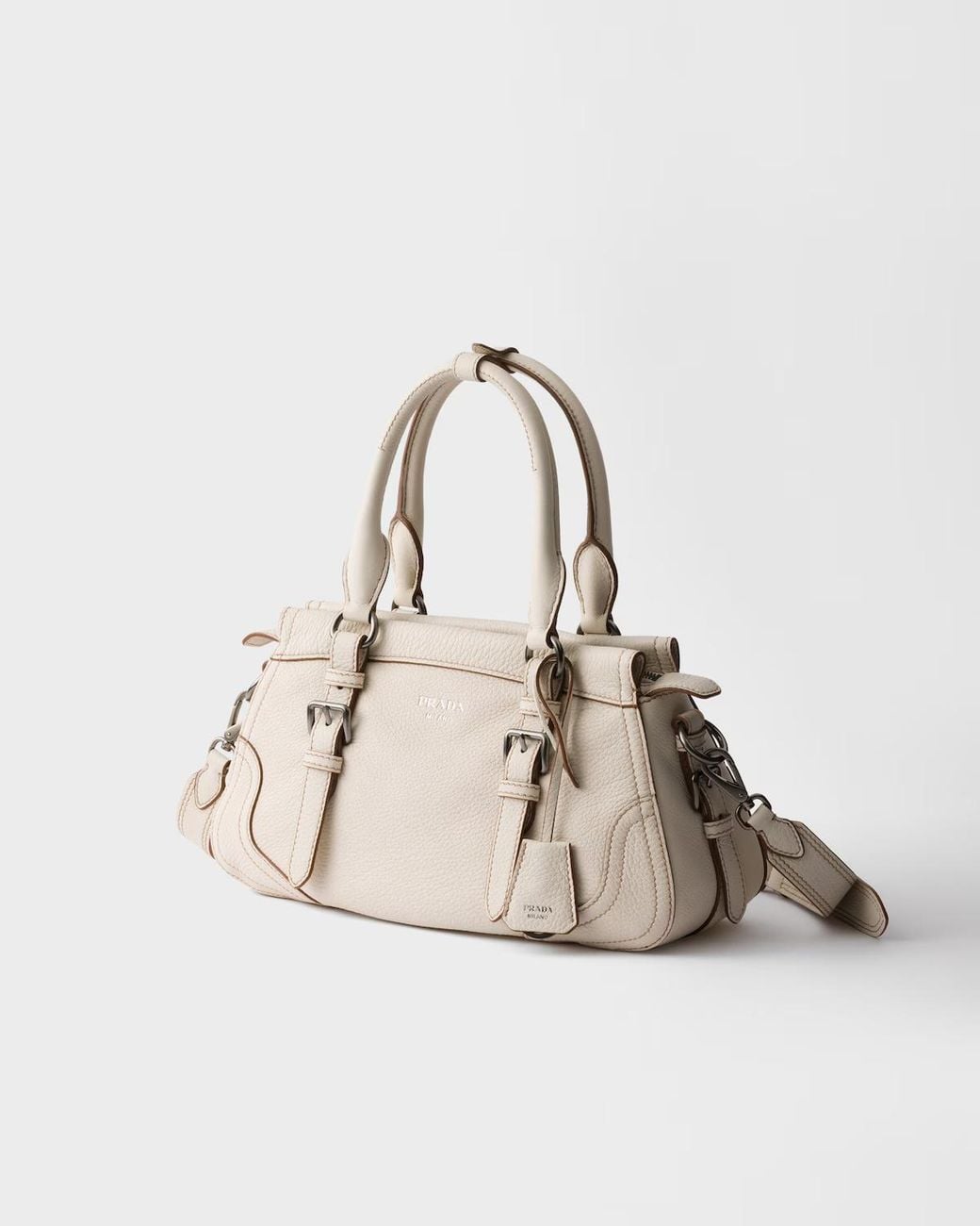 Prada Natural Zipped Large Shoulder Bag