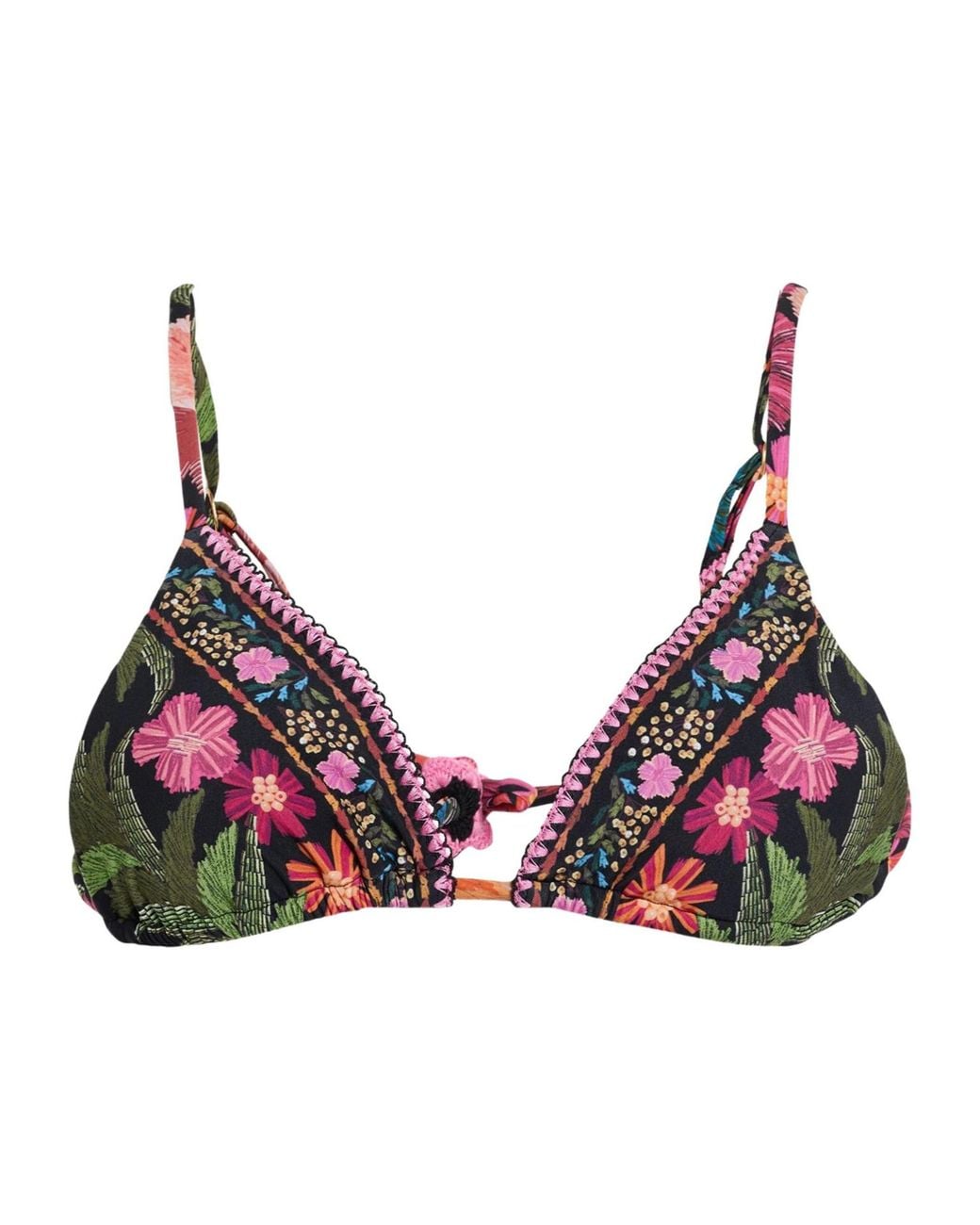 Farm Rio Black Floral Triangle Bikini