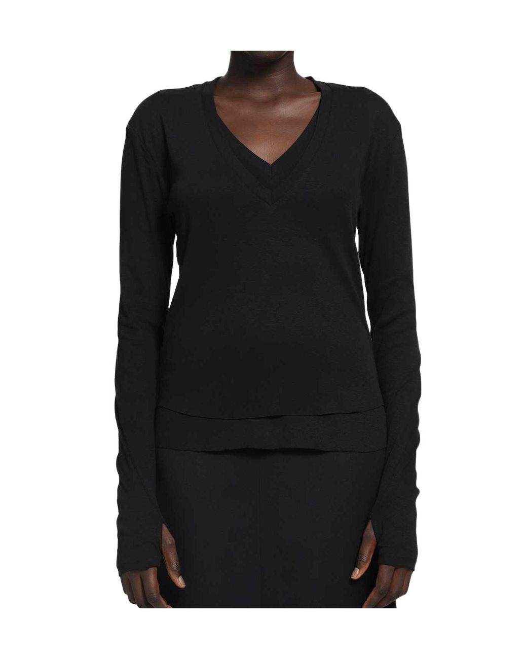 Thom Krom Black Deep V-Neck T-Shirt