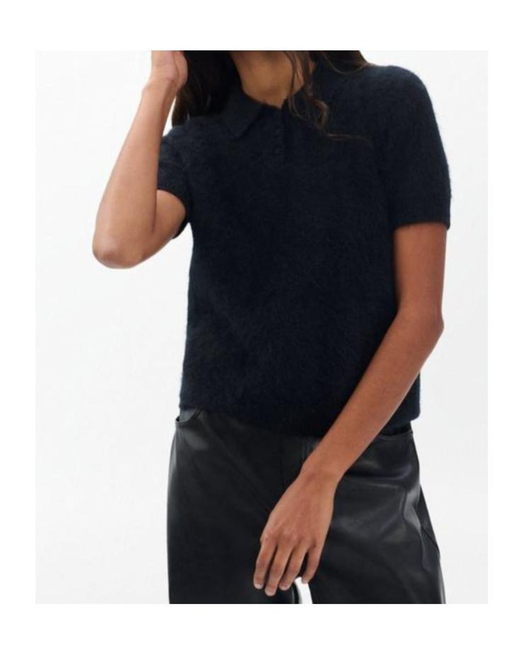 Rag & Bone Black Jada Brushed Cashmere Polo