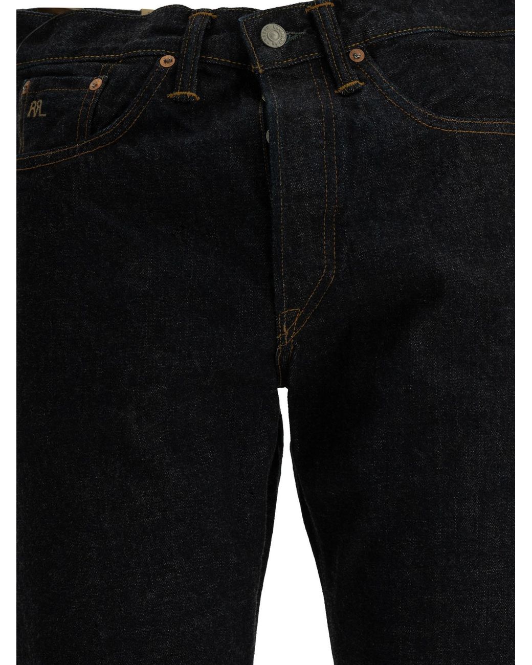RRL Black Straight-Leg Jeans for men