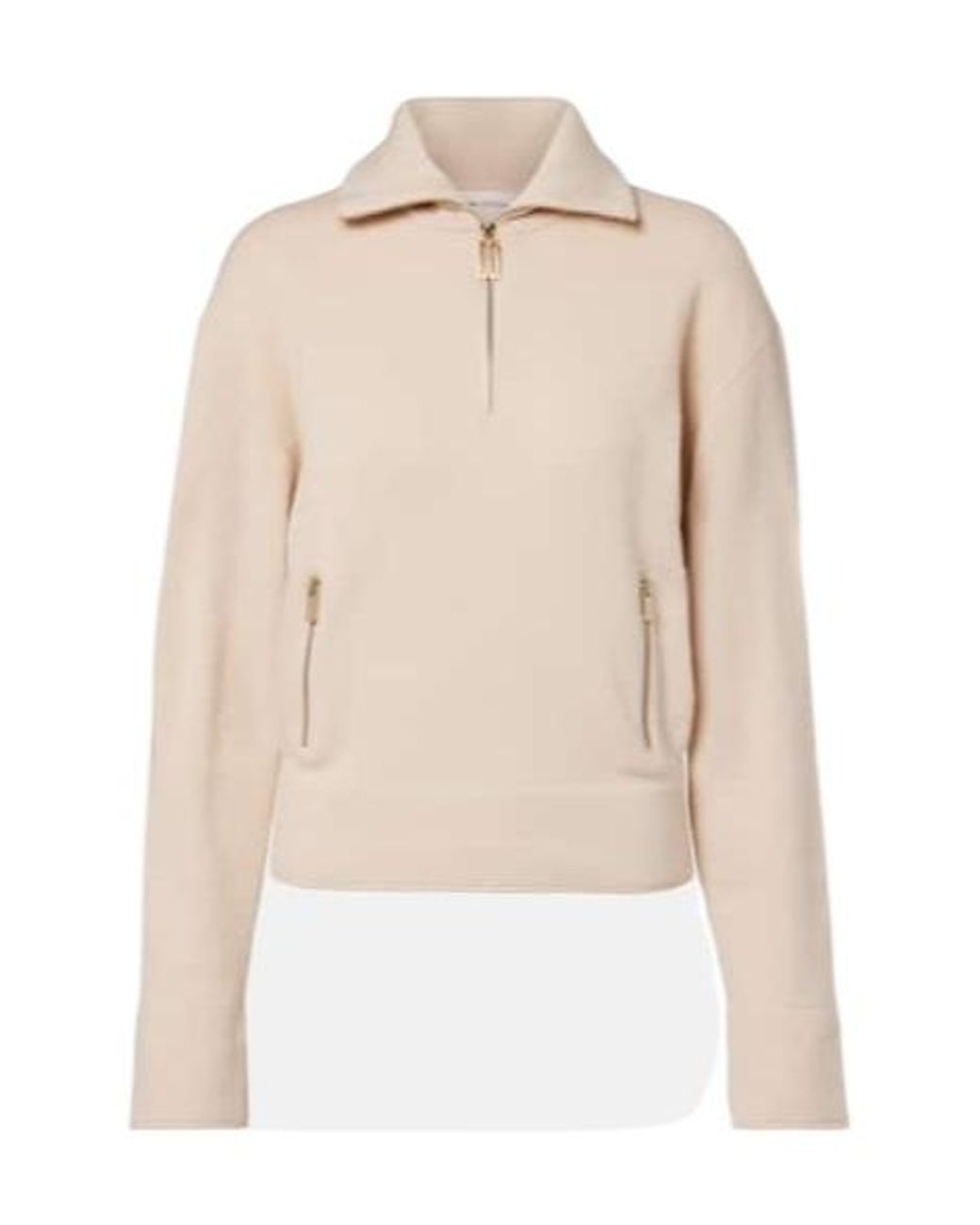 Victoria Beckham Natural Wool And Cashmere Half-Zip Sweater