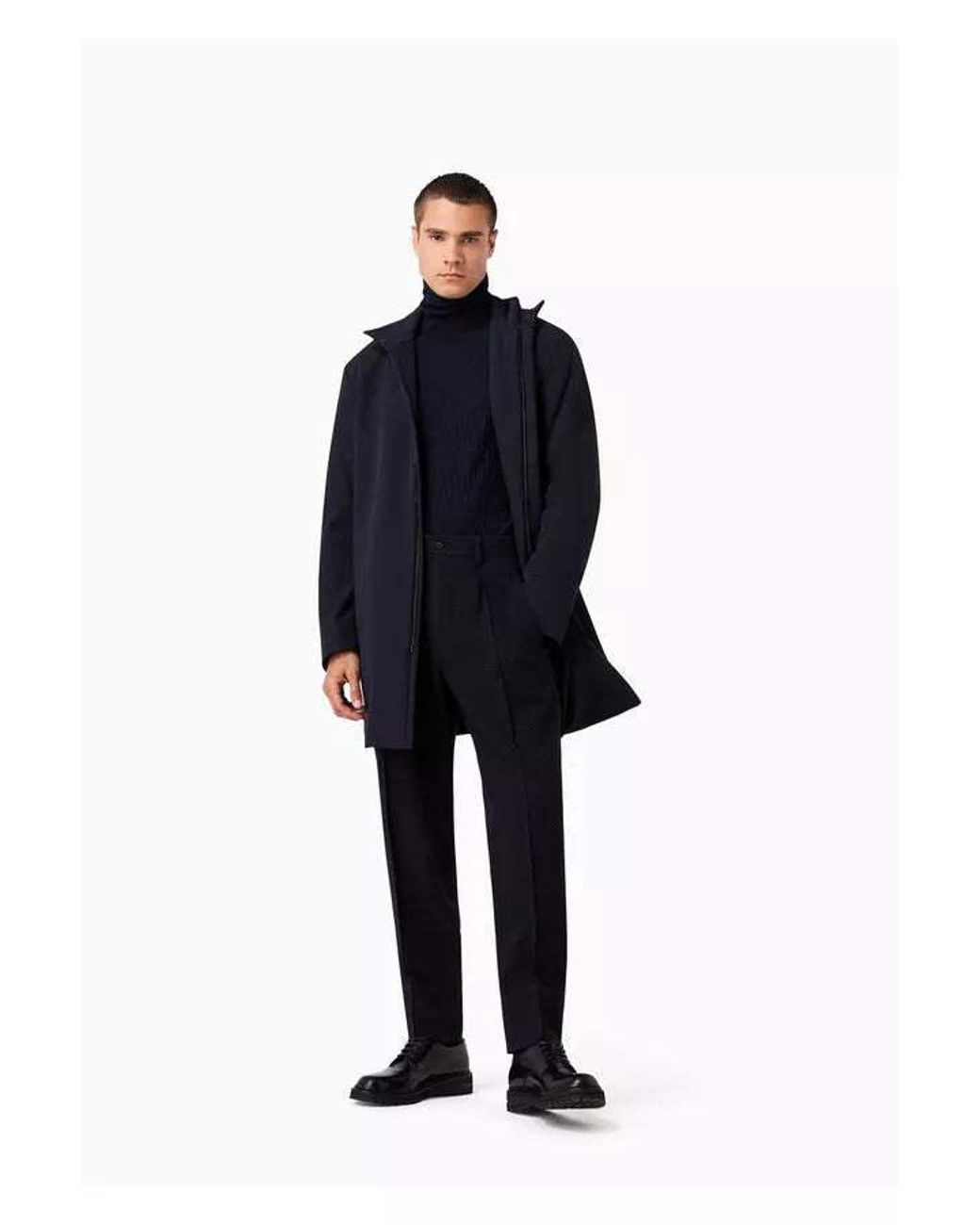 Giorgio Armani Blue Concealed Fastened Straight Hem Parka for men