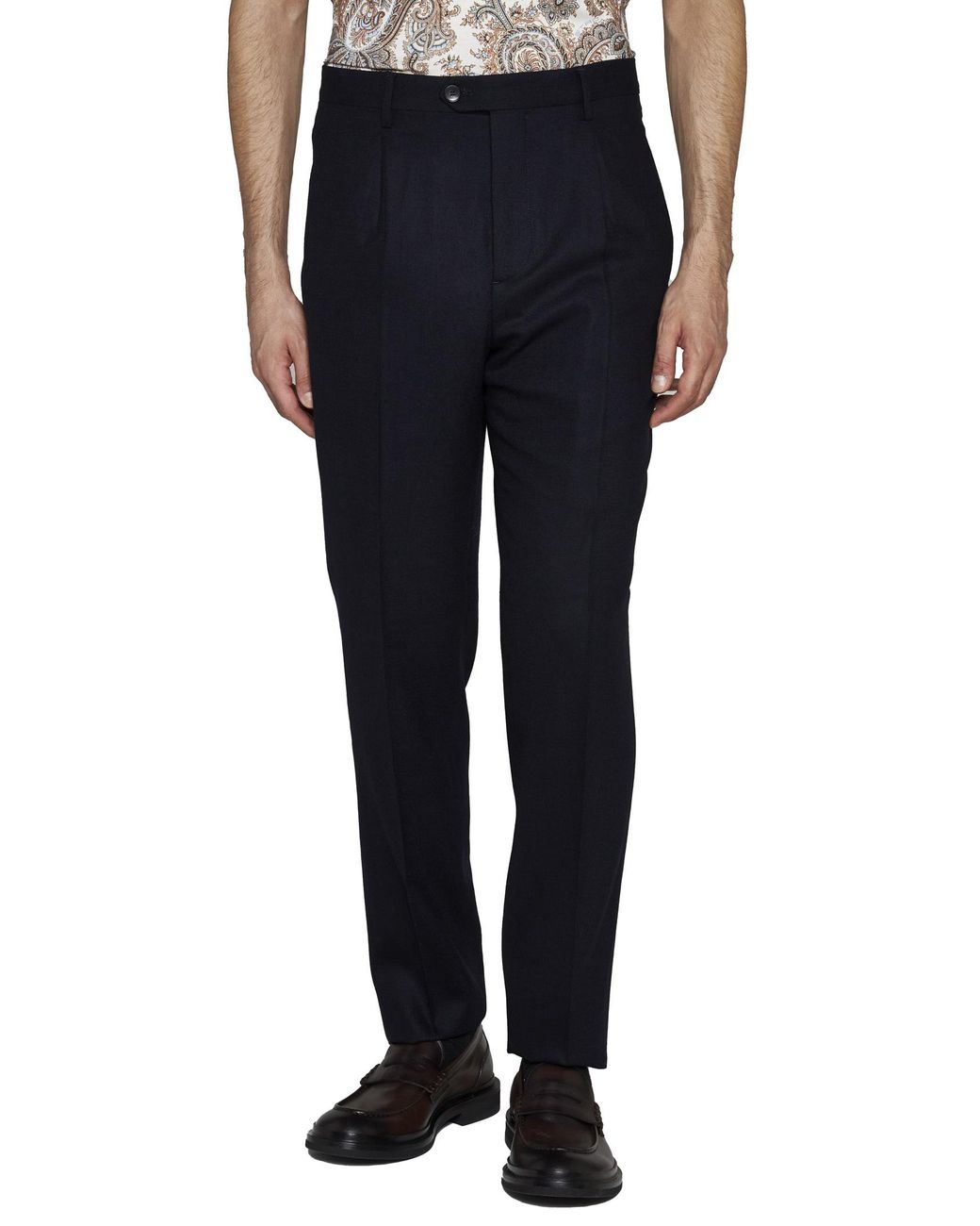 Etro Blue Box-Pleated Tailored Chinos for men