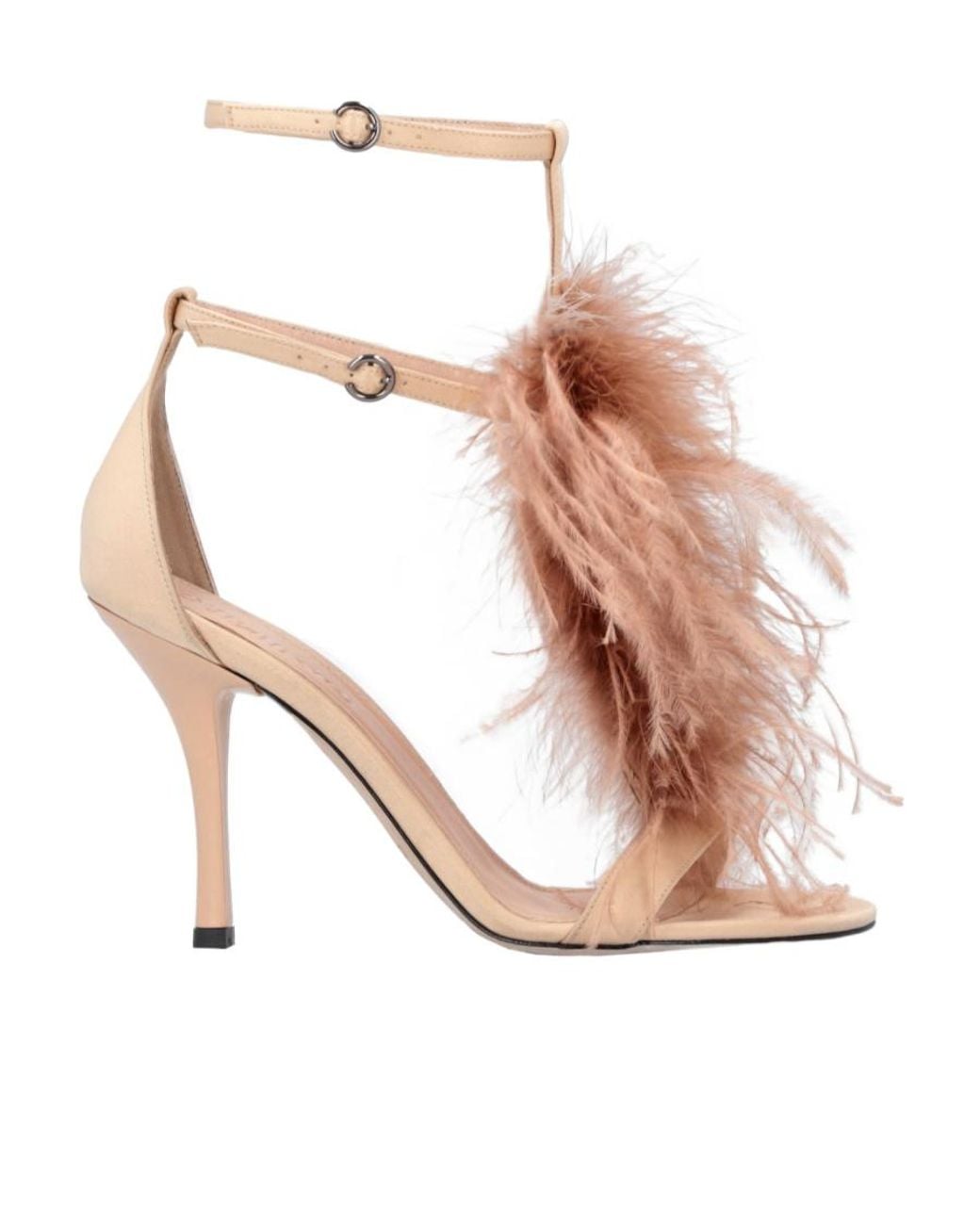 Pinko Pink Janis 95Mm Feather-Detail Sandals