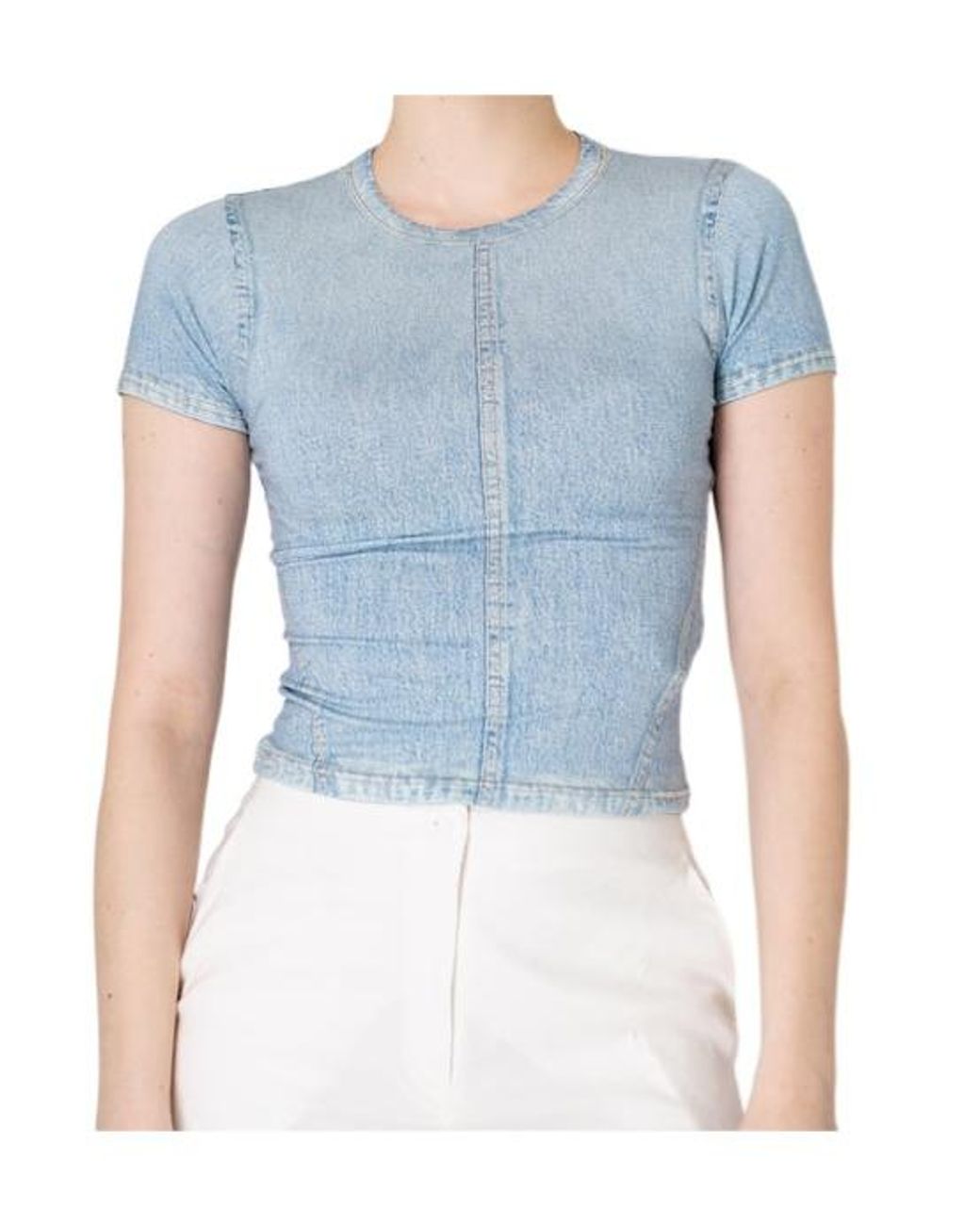 Rag & Bone Blue Crewneck Short-Sleeved Denim T-Shirt