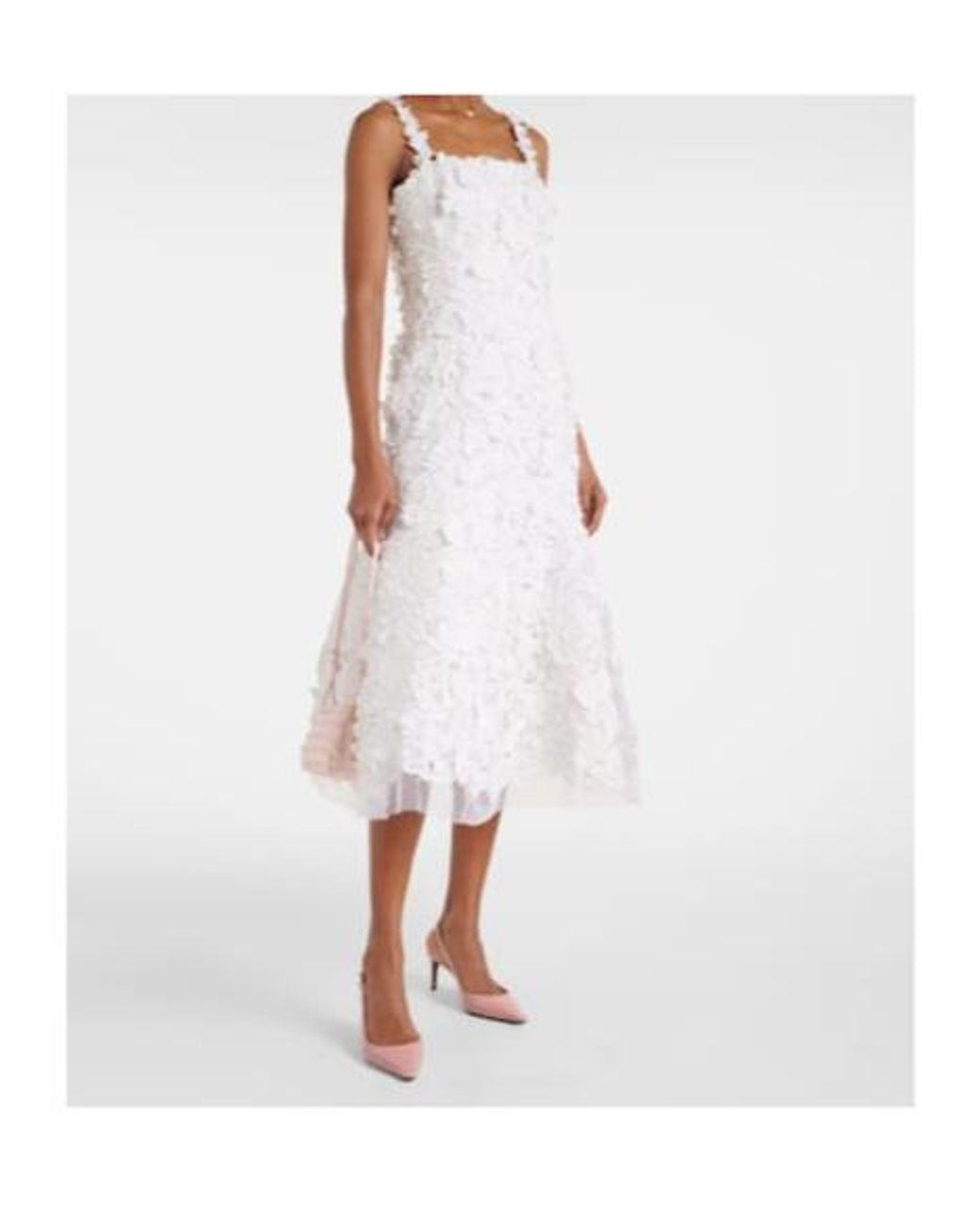 Carolina Herrera White Guipure Lace Midi Dress