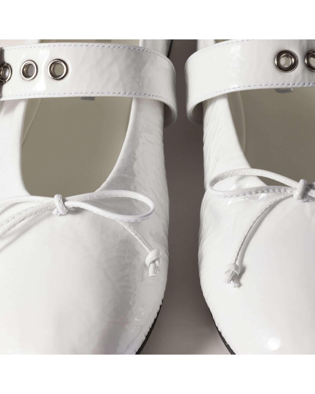 Miu Miu White Polished Buckle Fastened Ballerinas