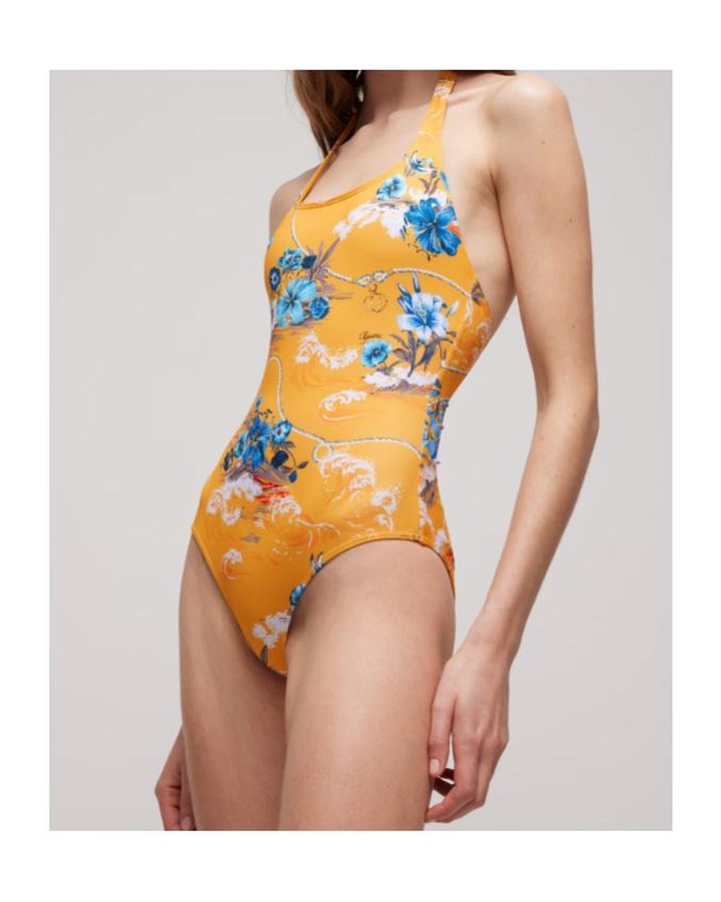 Gucci Yellow Printed Sparkling Jersey Swimsuit