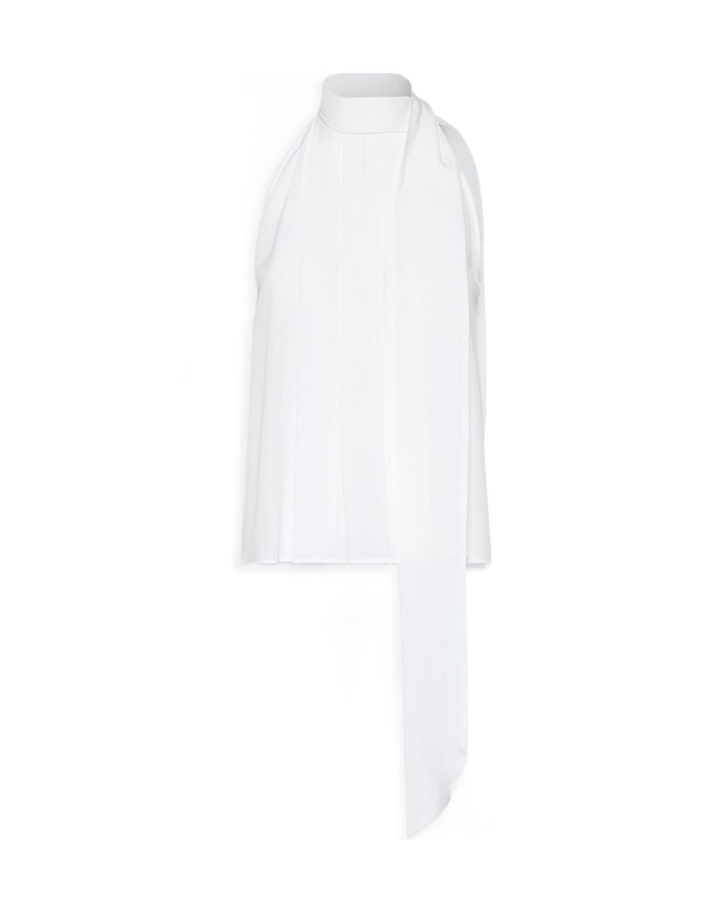 Max Mara White Fune Pussy-Bow Halterneck Top