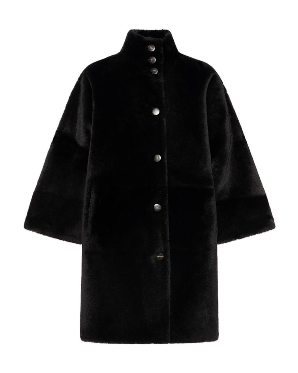 Yves Salomon Black Oversized Shearling Coat