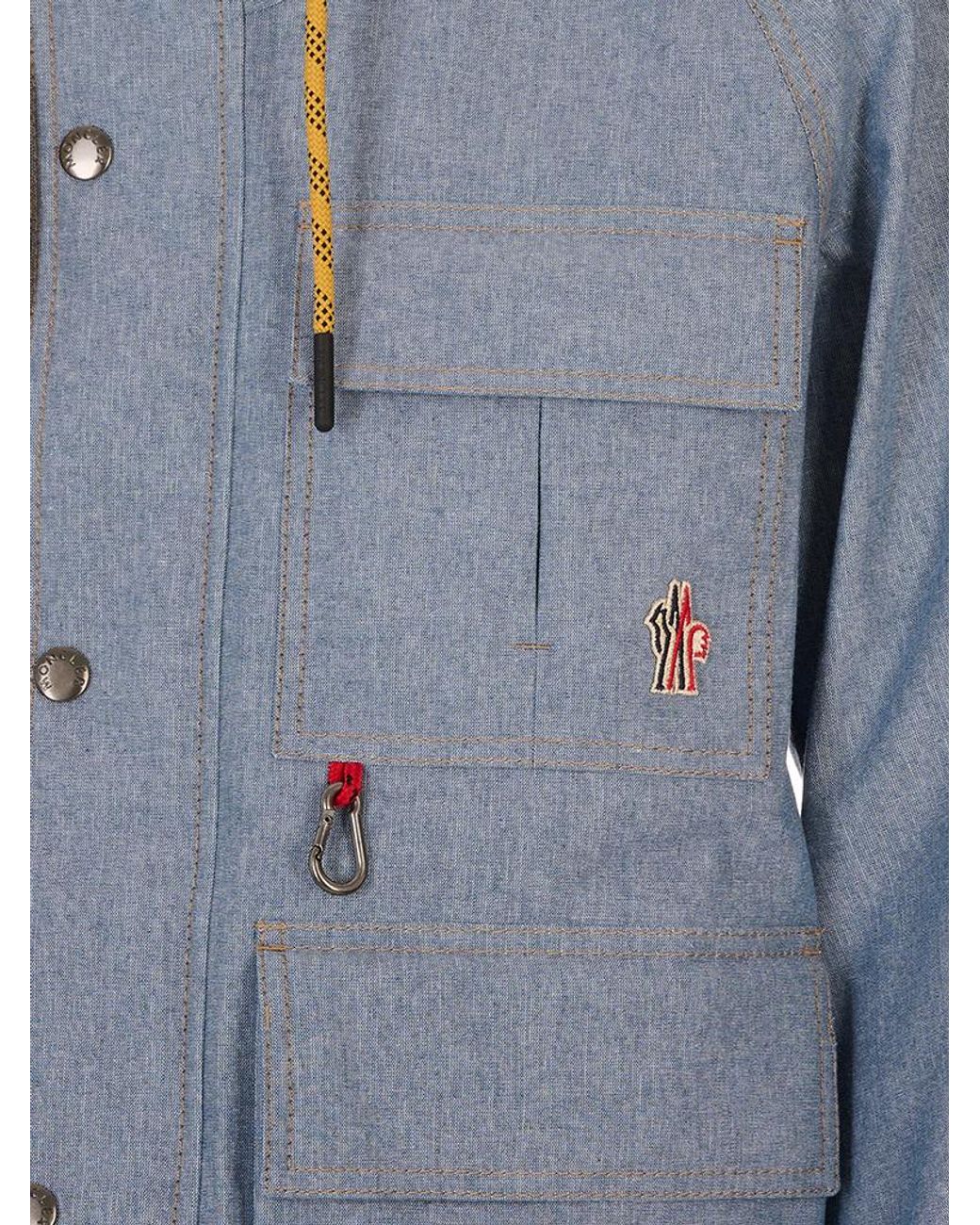 Moncler Blue Grenoble Ajaccio Chambray Hooded Field Jacket for men