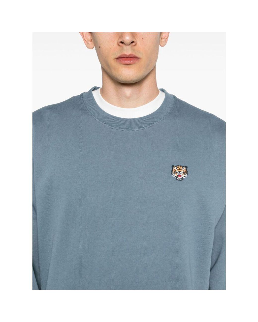KENZO Blue Lucky Tiger Embroidered Crewneck Sweatshirt for men