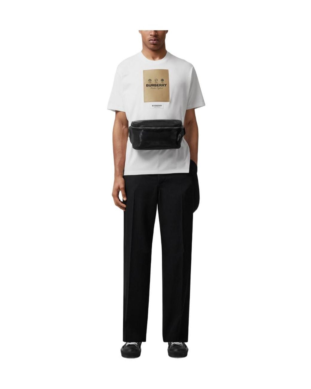 Burberry White Logo-Patch Round-Neck T-Shirt for men