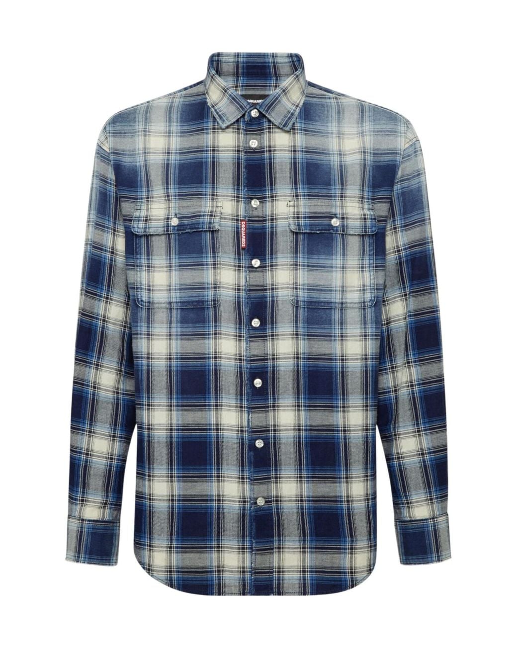 DSquared² Blue Sparkling Vintage Checked Shirt for men