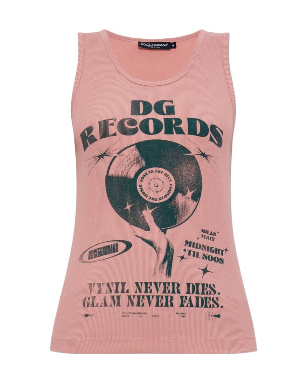 Dolce & Gabbana Pink Graphic Printed Ribbed Top