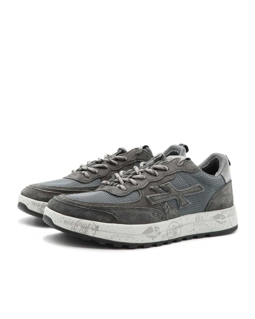 Premiata Gray Round-Toe Sneakers for men