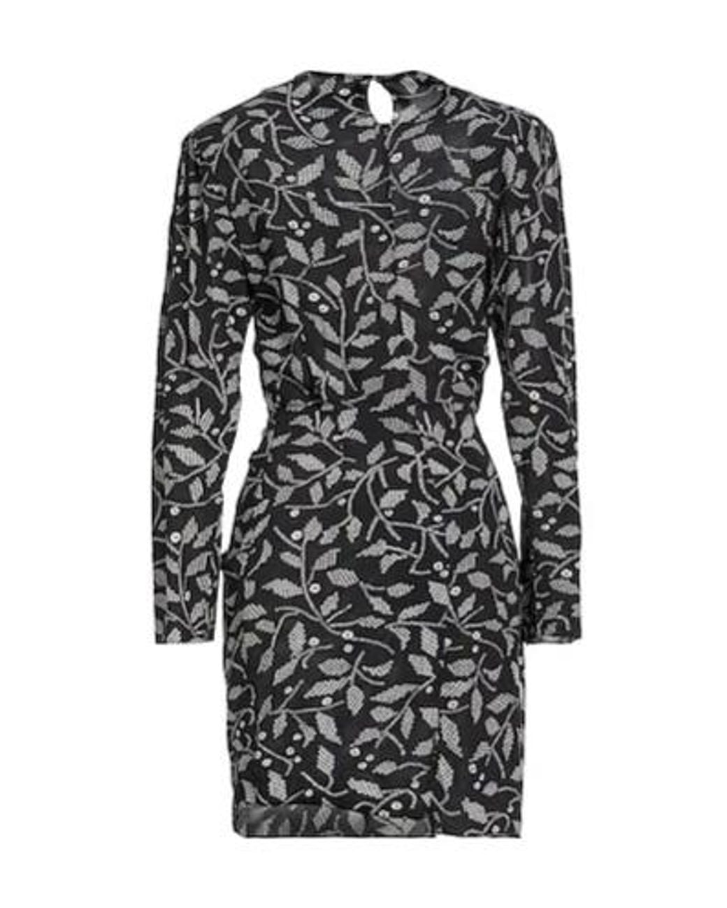 Isabel Marant Black Floral Printed Long-Sleeve Dress