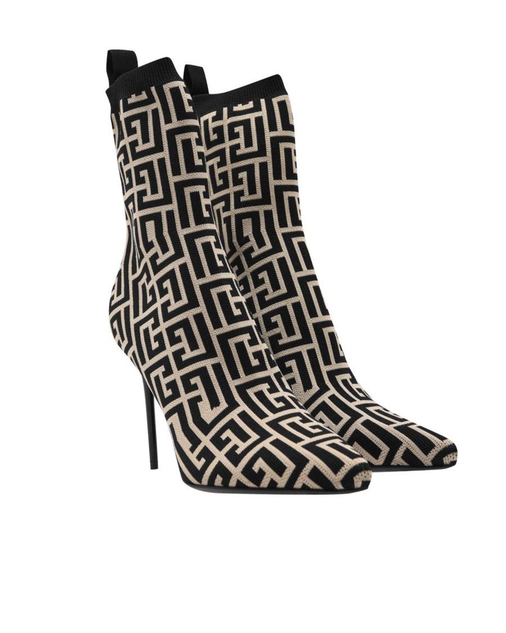 Balmain Black Logo High-Heeled Boots