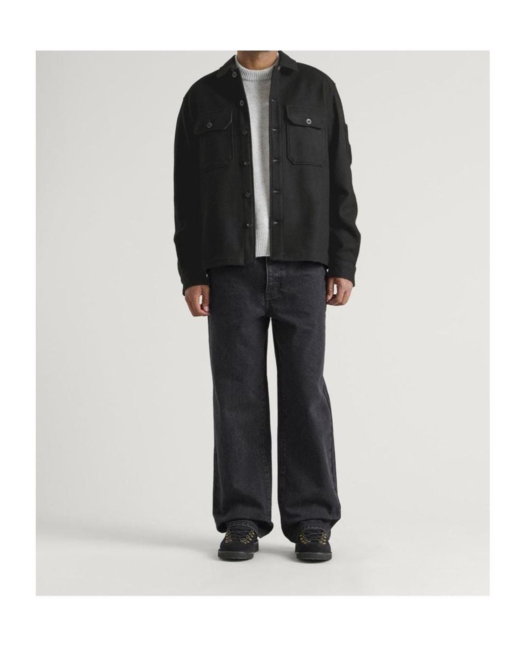 C P Company Black Felted Shirt Jacket for men