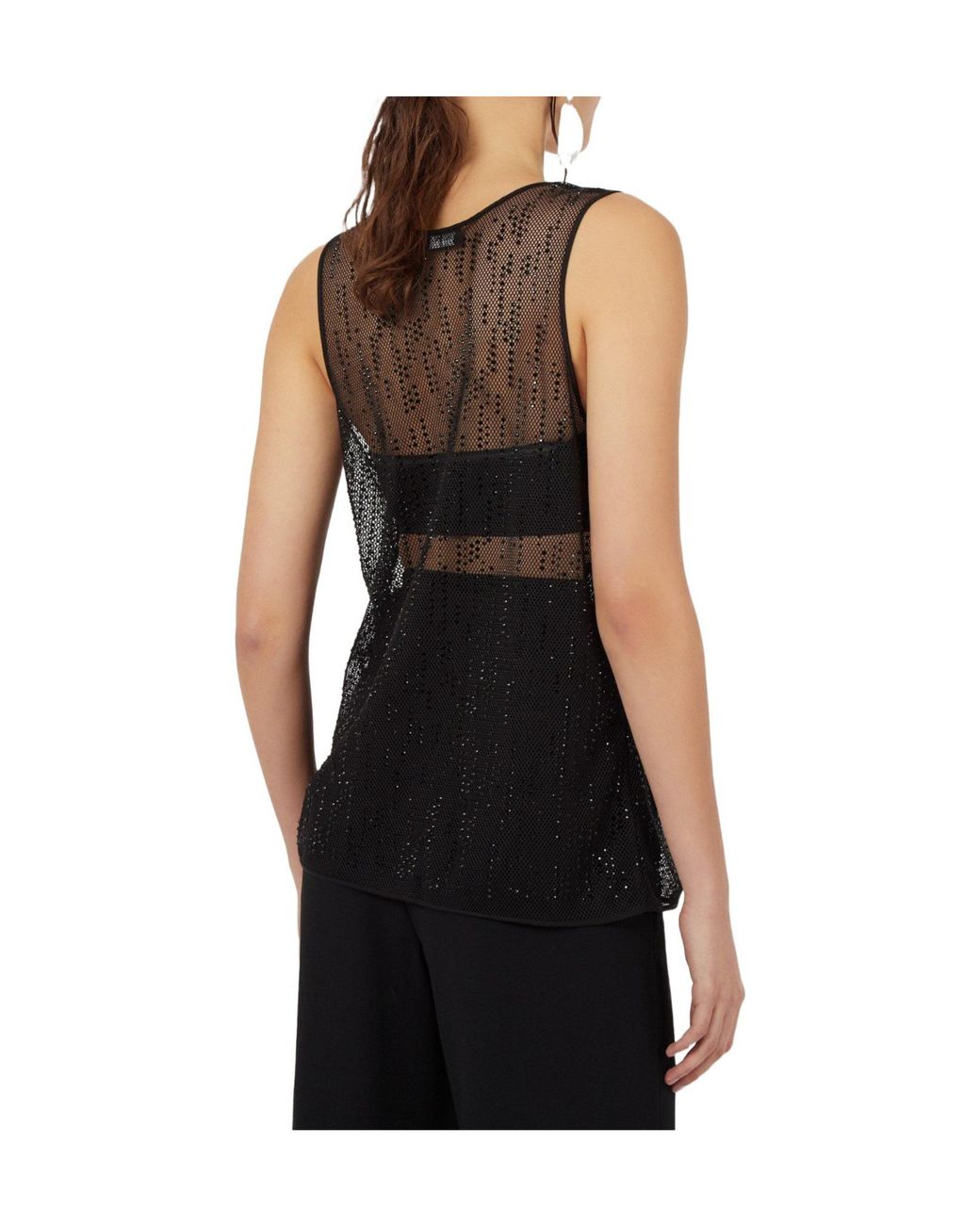 Emporio Armani Gray Mesh Sleeveless Top