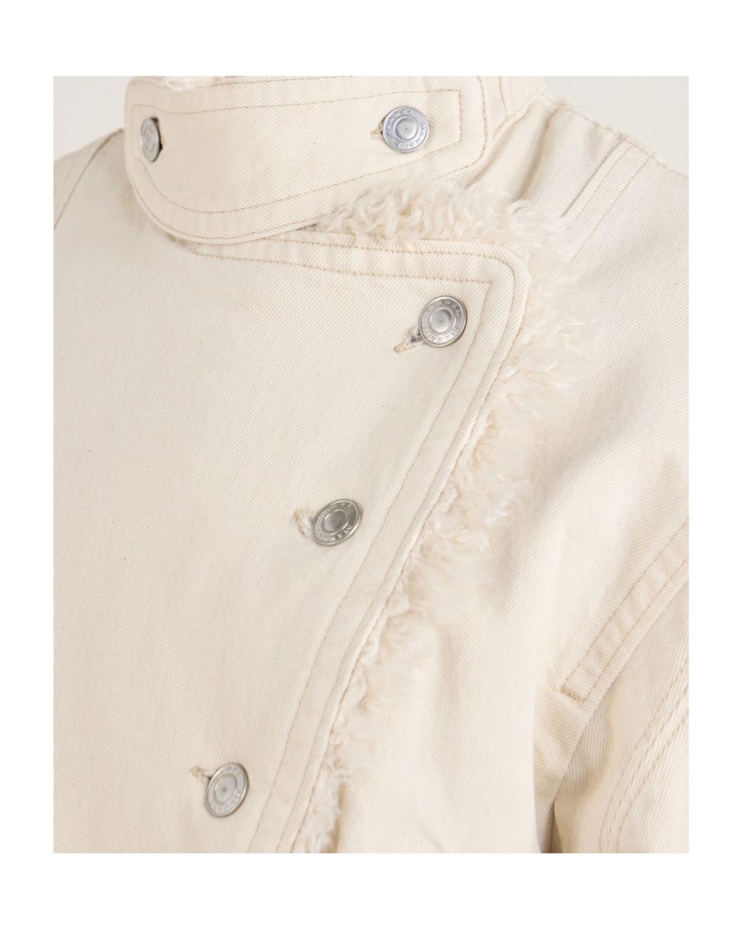 Isabel Marant Natural Valineo Shearling Collar Denim Jacket