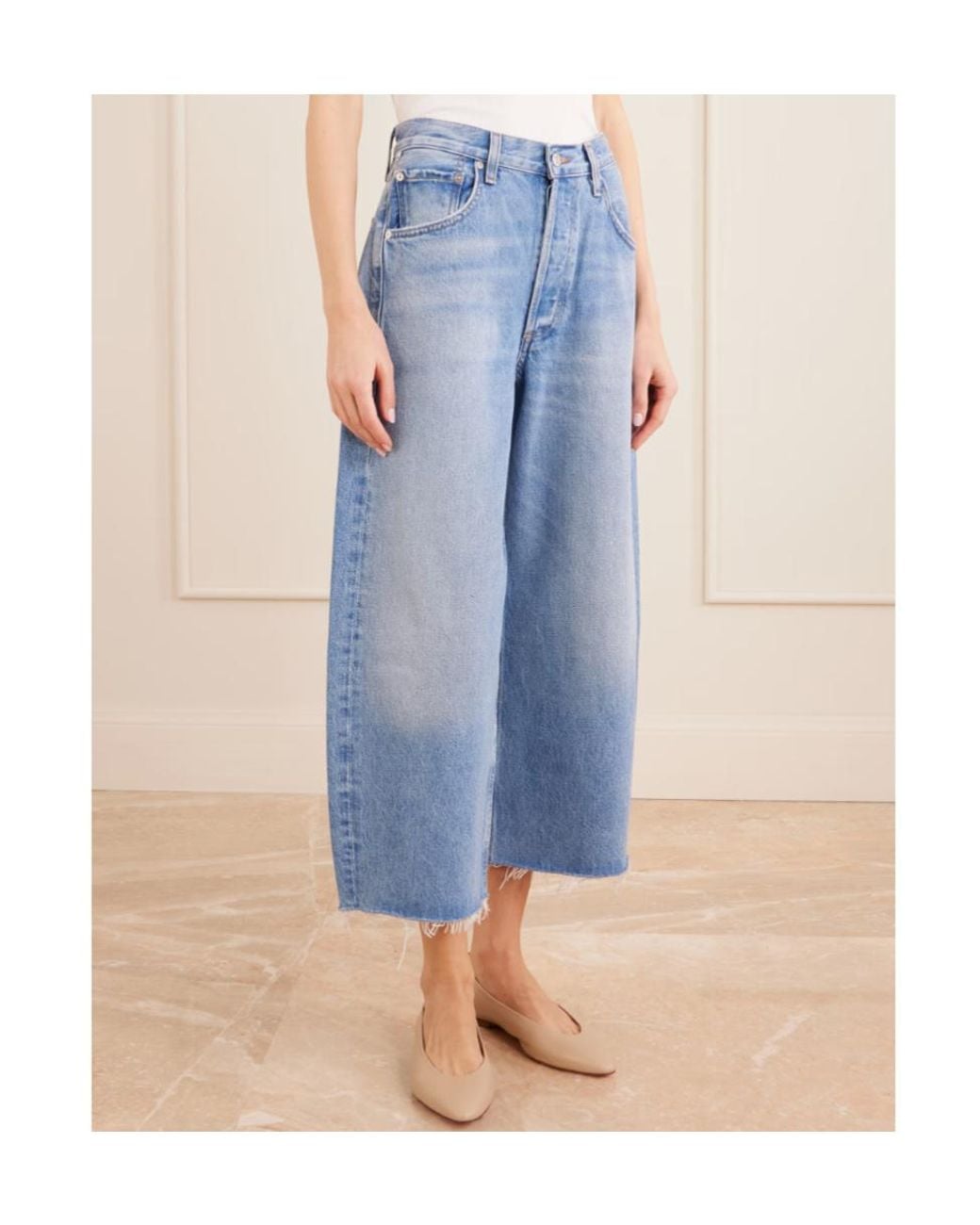 Citizens of Humanity Blue Ayla Mid-Rise Wide-Leg Jeans