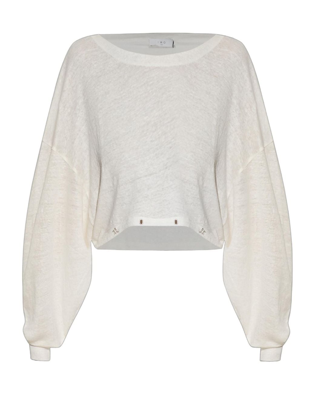 IRO White Destinee Cropped Long-Sleeve Sweater