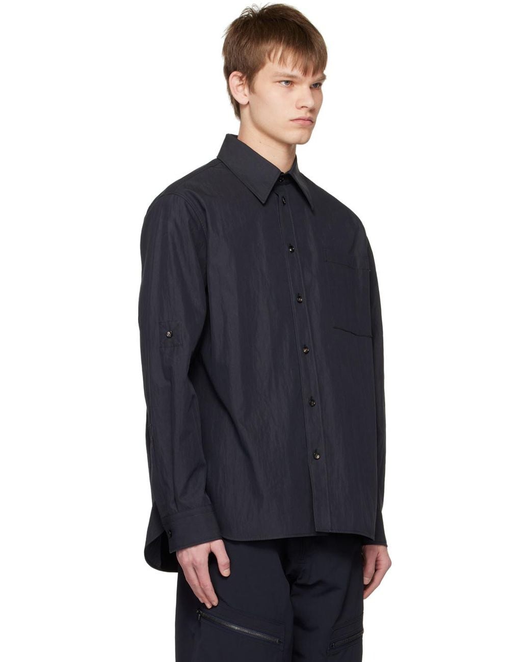 Bottega Veneta Blue Long Sleeved Buttoned Shirt for men