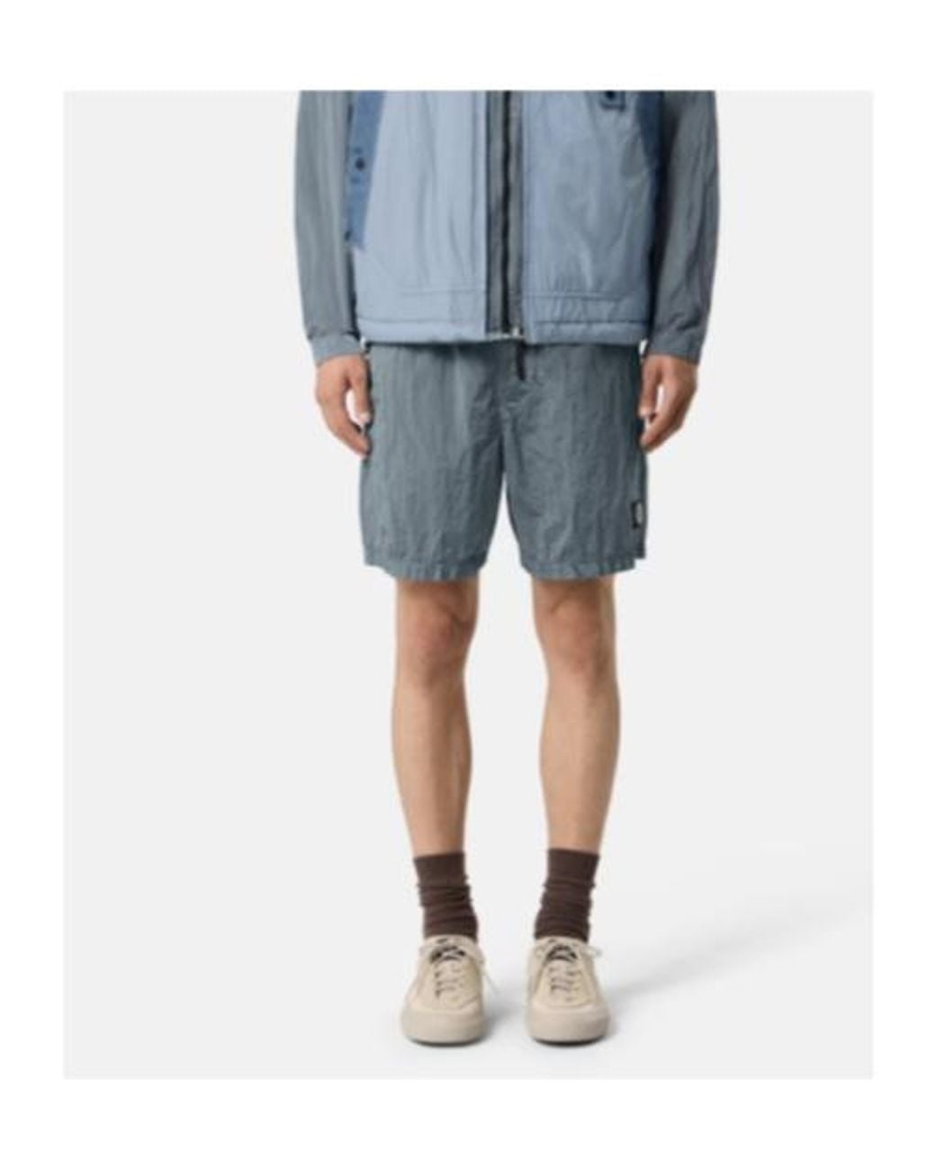 Stone Island Blue Logo-Patch Elasticated-Waistband Shorts for men