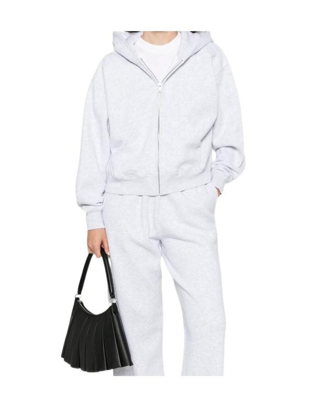 Sporty & Rich White Long-Sleeved Zip-Up Sweatshirt