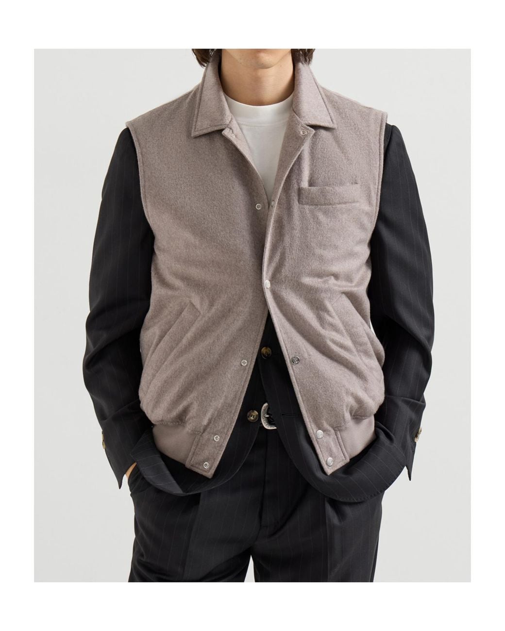 Brunello Cucinelli Gray Lightweight Cashmere Flannel Vest With Thermore Padding for men