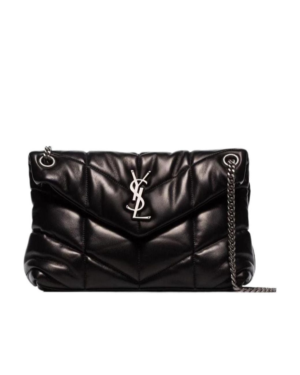 Saint Laurent Black Puffer Small Quilted Sheepskin Bag