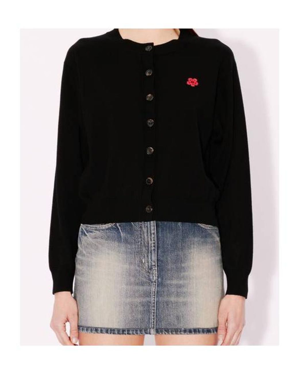 KENZO Blue Logo Embroidery Cardigan
