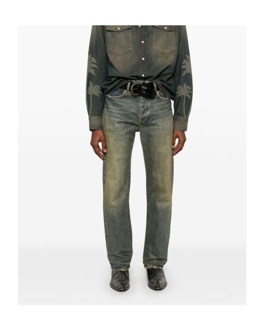 Purple Brand Green Belt-Loop Jeans for men