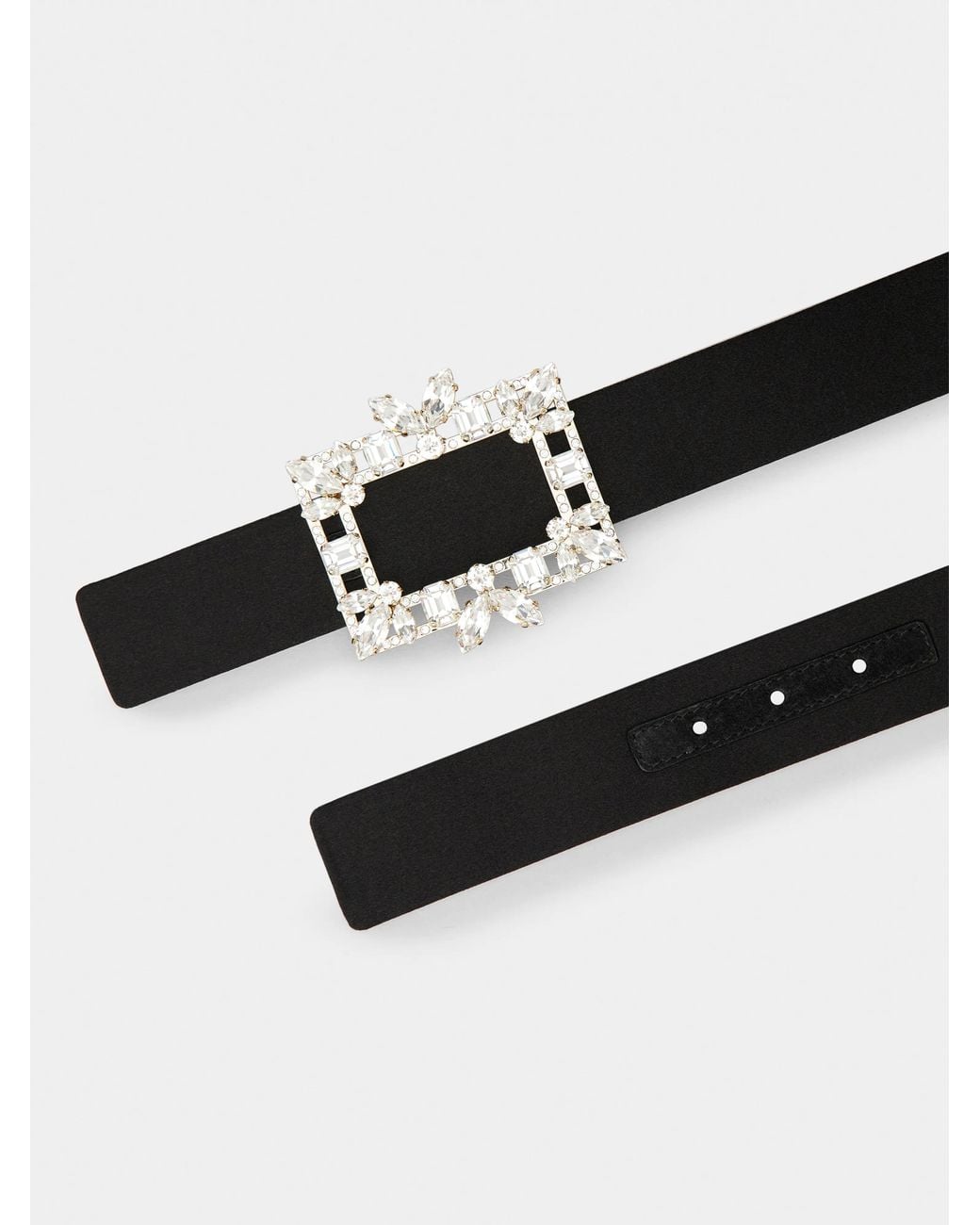 Roger Vivier Black Broche Vivier Diamond Buckle Belt