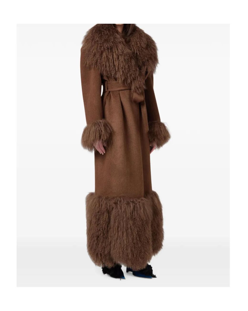 GIUSEPPE DI MORABITO Brown Tie Waist Long-Sleeved Coat