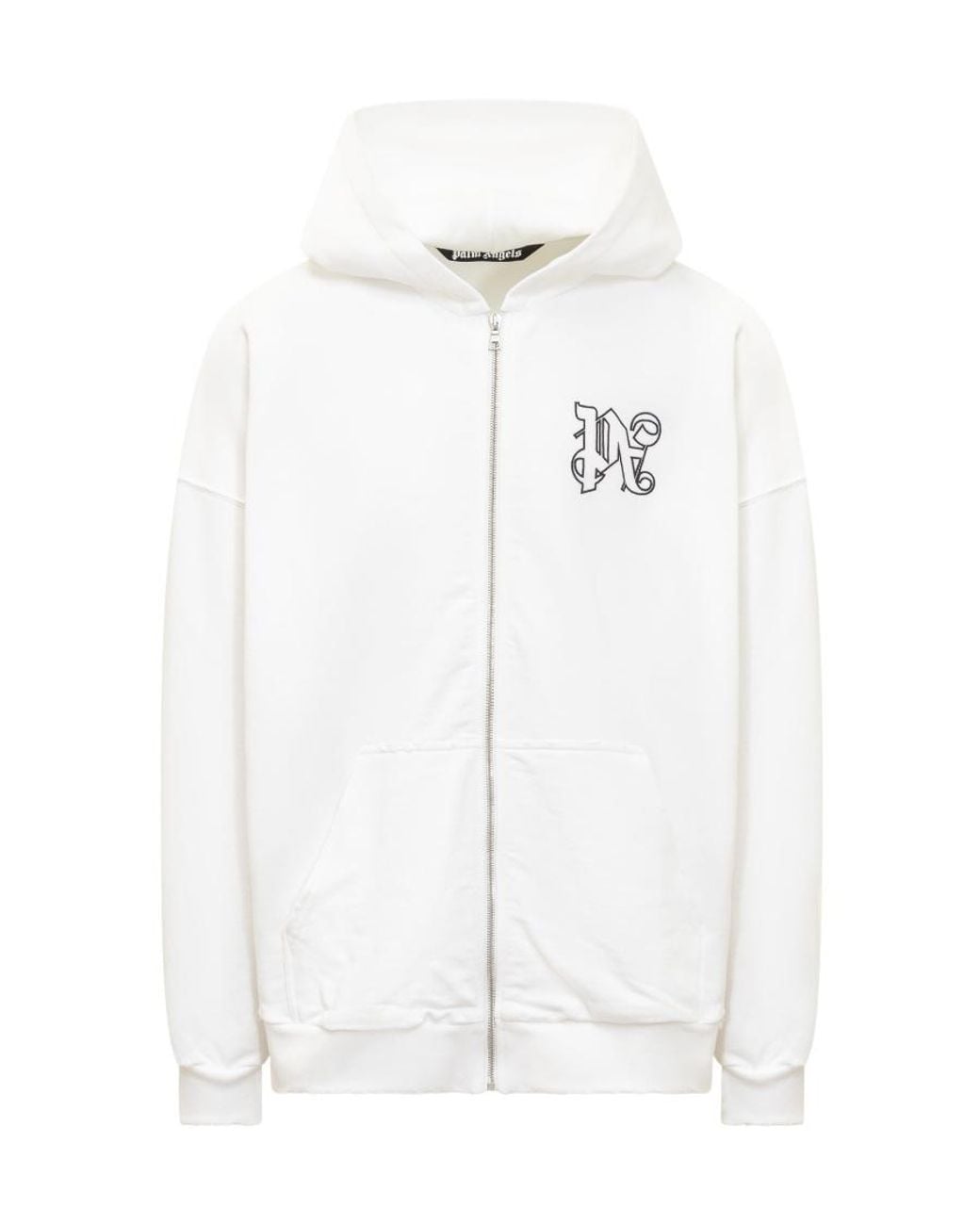 Palm Angels White Pa Monogram Zipped Hoodie for men