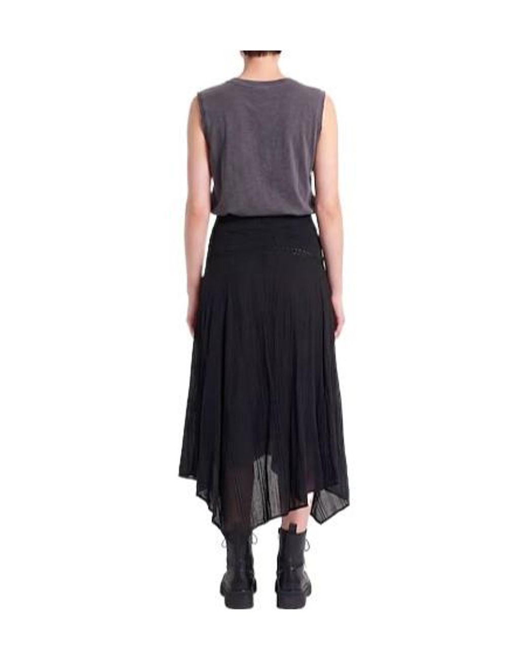 Isabel Marant Black Solid Embroidered Umbrella Skirt