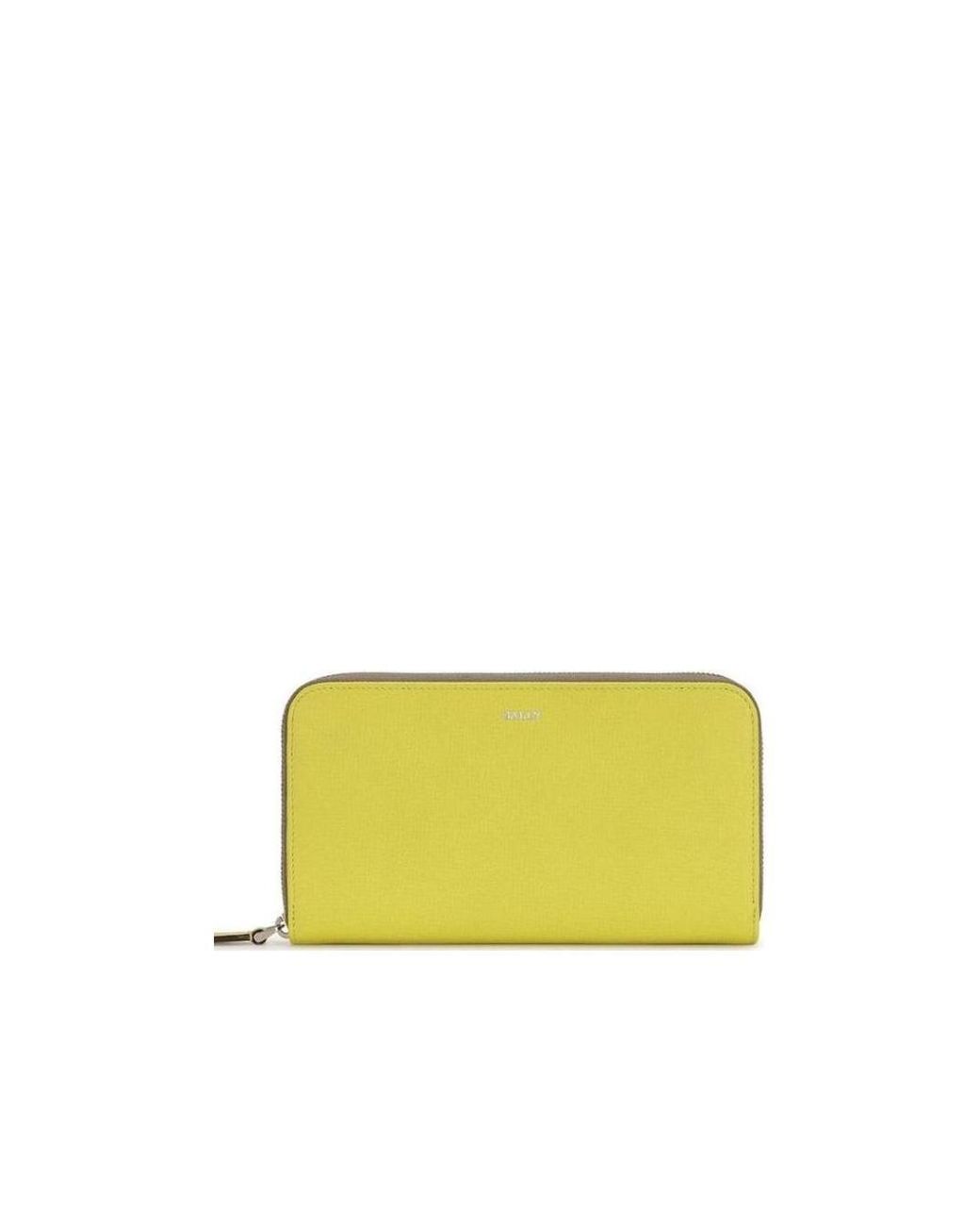 Bally Yellow Wrap Zipper Wallet