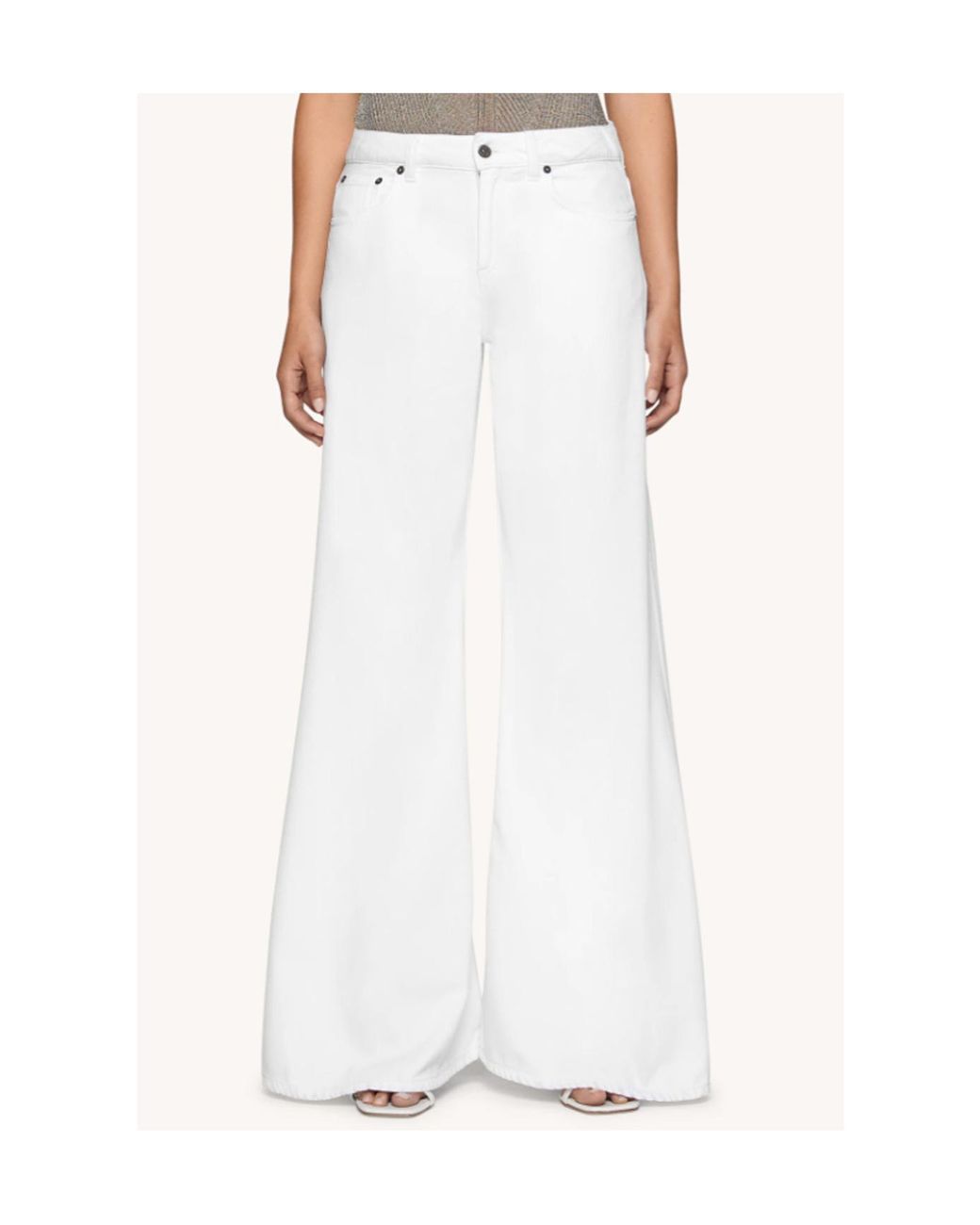 Dondup White Marlen Wide-Leg Jeans
