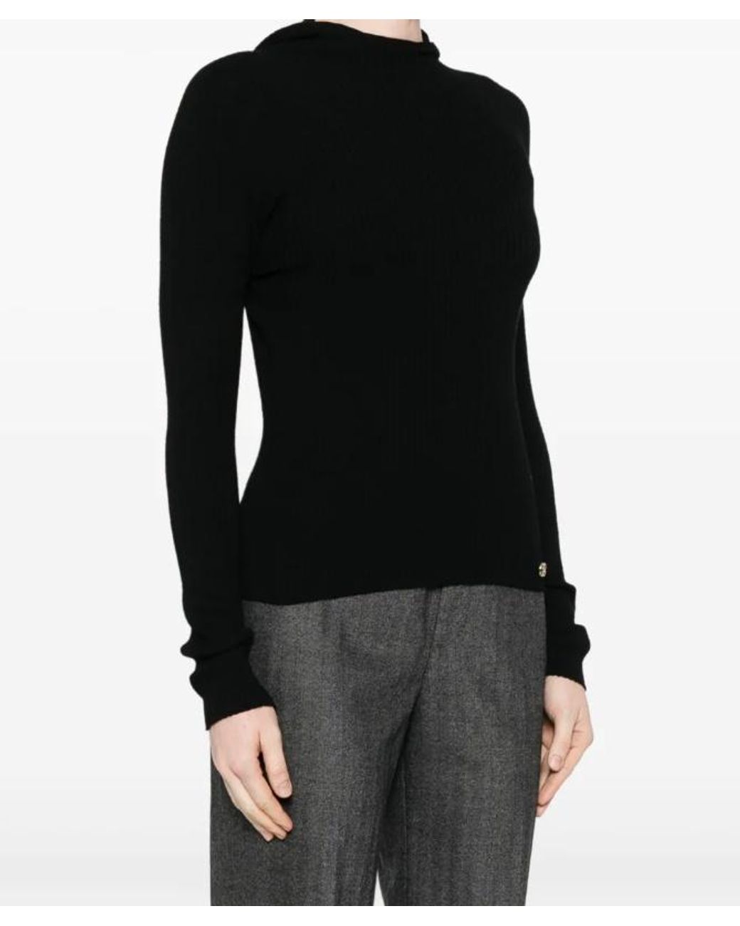 Twinset Black Ribbed Hoodie
