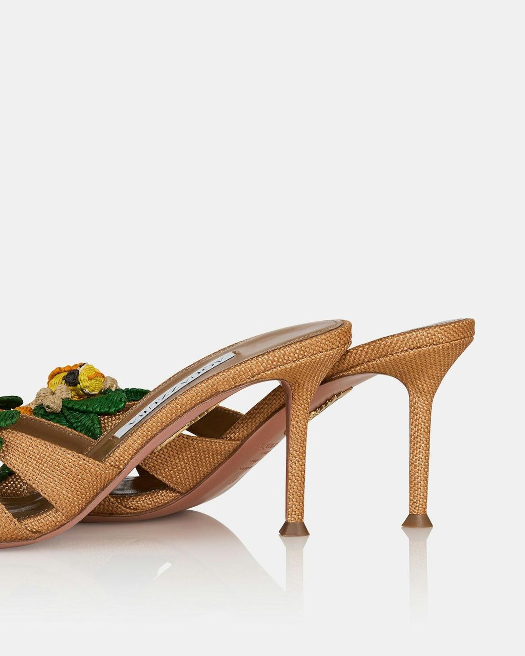 Aquazzura Metallic Birdsong Embellished Woven Mules