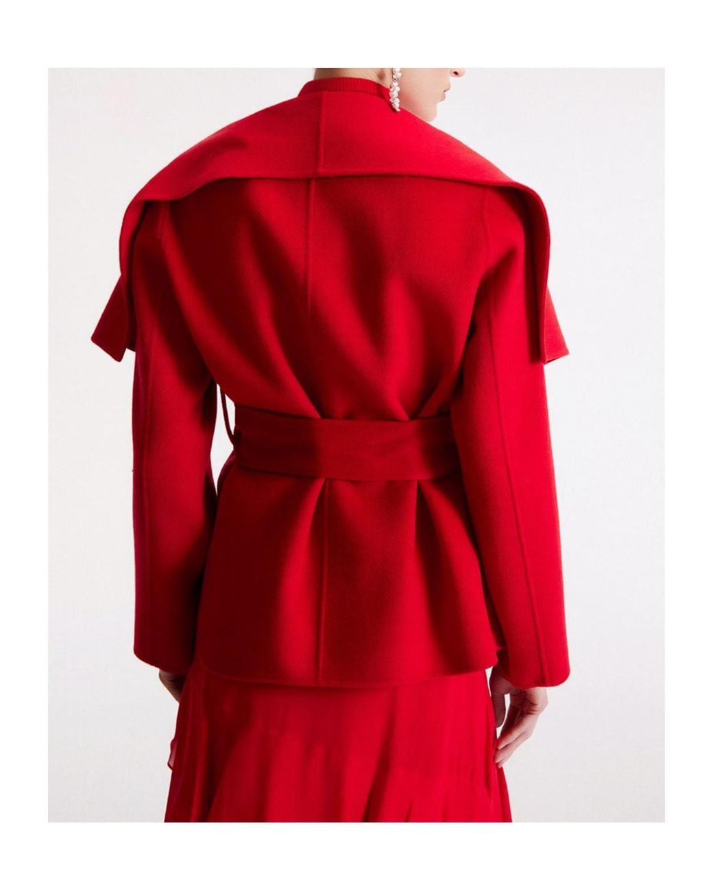 Marella Red Long-Sleeved Coat With A Tie-Waist